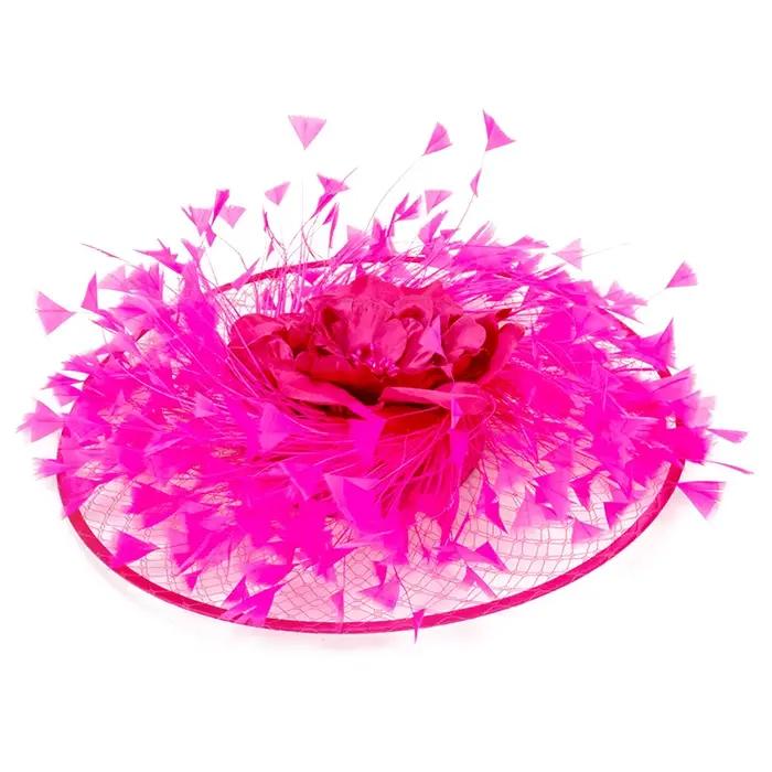 Casquettes de cocktail pour femmes élégantes avec bandeaux imitation sinamay derby pour occasions formelles fantaisie plumes