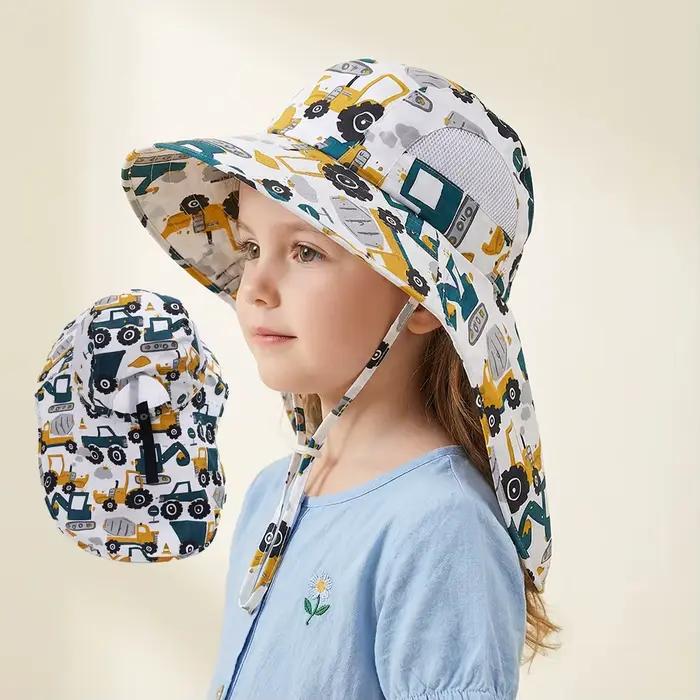 Chapeau de soleil à motif de dessin animé pour enfants avec bord pour garçons et filles
