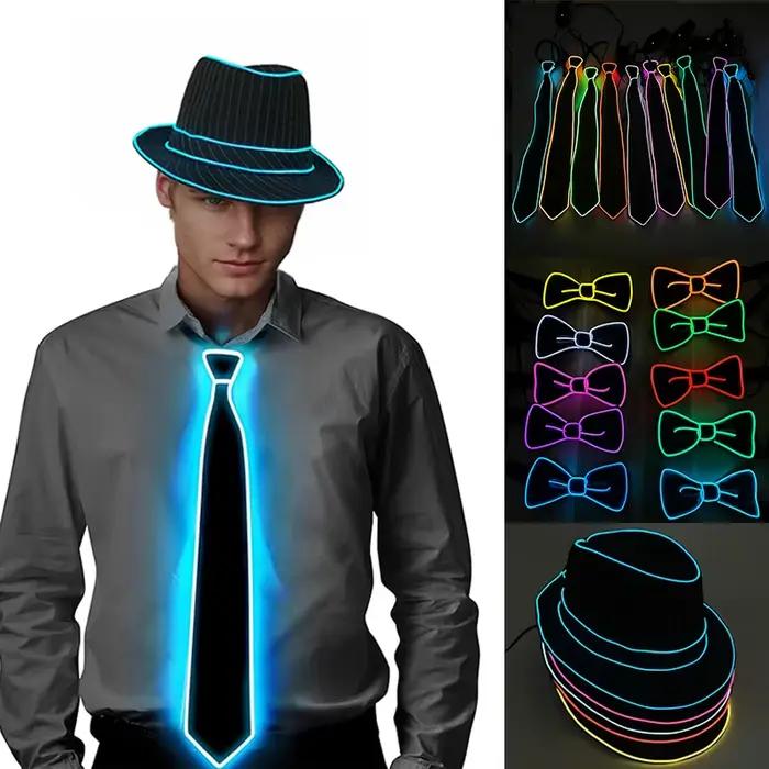Chapeau et cravate lumineux pour homme – Chapeau drôle et lumineux