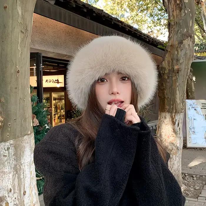 Chapeau moelleux en fausse fourrure pour femme