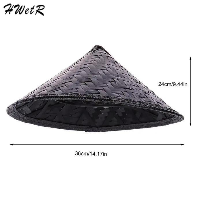 Chapeau conique décoratif en paille de bambou