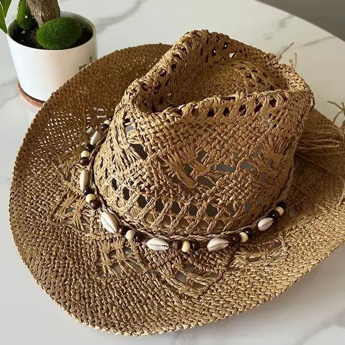 Chapeau de paille bohème d'été pour femmes et hommes