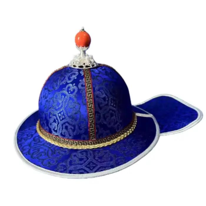 Chapeau mongol à pointe dorée pour hommes élégant et noble pour danse traditionnelle et cérémonies