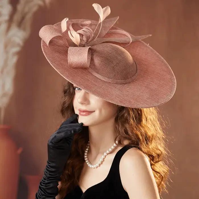 Chapeaux Fascinator Tendance à Large Bord pour Femme avec Bandeau