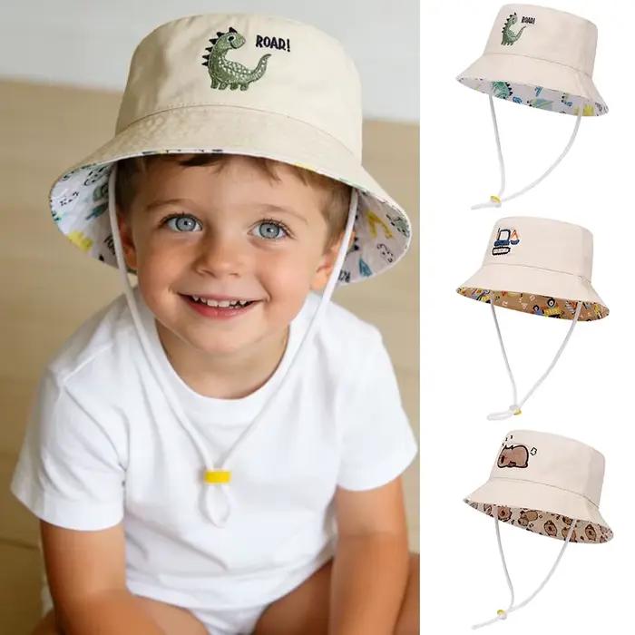 Chapeau Panama printemps dessin animé protection solaire grand bord accessoire camping enfants garçons filles 1 à 3 ans
