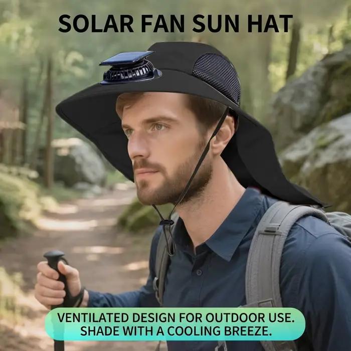Chapeau solaire avec ventilateurs solaires pour homme chapeau de pêche en plein air ventilateurs rafraîchissants casquette d'été respirante protection uv confortable ajustement réglable