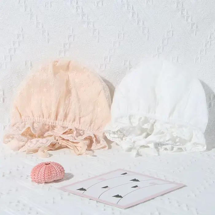 Bonnet en dentelle à fleurs pour bébé fille couvre-chef en coton doux pour nourrissons collection printemps et été occasion spéciale nouveau-né photographie bébé occasions familiales et cadeau pour bébé