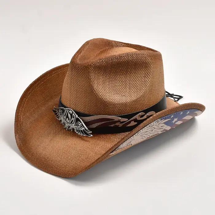Chapeau de Cowboy Occidental en Paille pour Homme et Femme