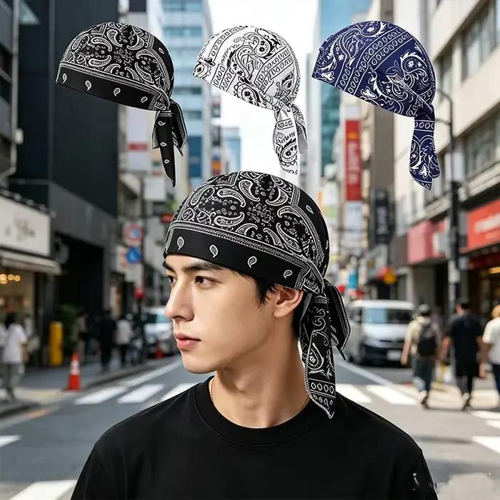 Foulard de tête tendance imprimé cachemire style hip-hop