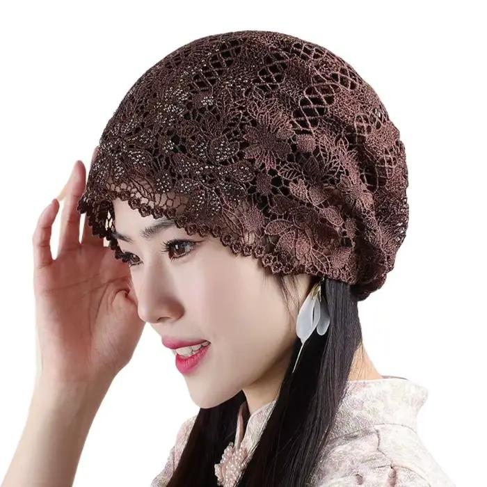 Chapeau en dentelle à fleurs polyester pour femmes, style sport, résistant, respirant, adapté aux occasions décontractées, été et printemps