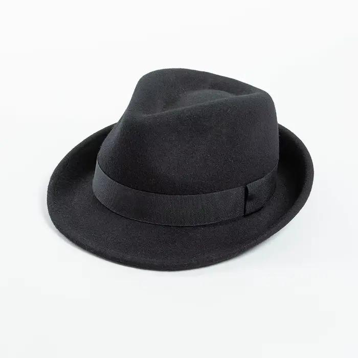 Chapeau Trilby en laine noire pour hommes