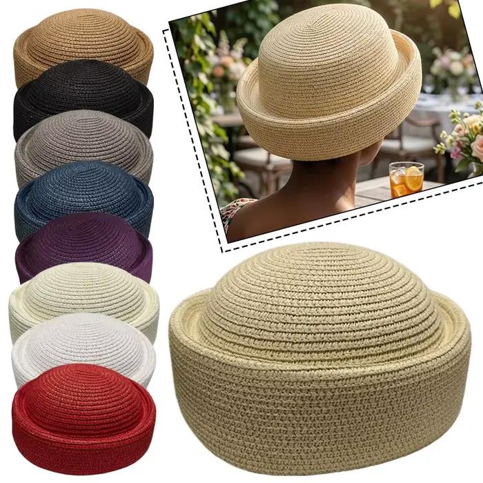 Chapeau Pillbox en paille pour femme