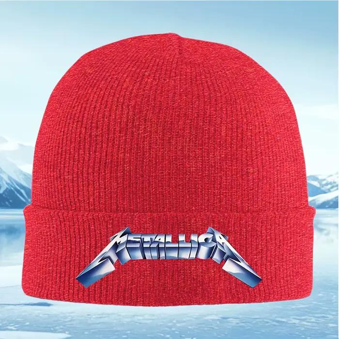 Metallica logo métal bold rock band hommes femmes unisexe tricoté chapeau bonnet pull casquette hiver thermique chaud noël extérieur Cycli