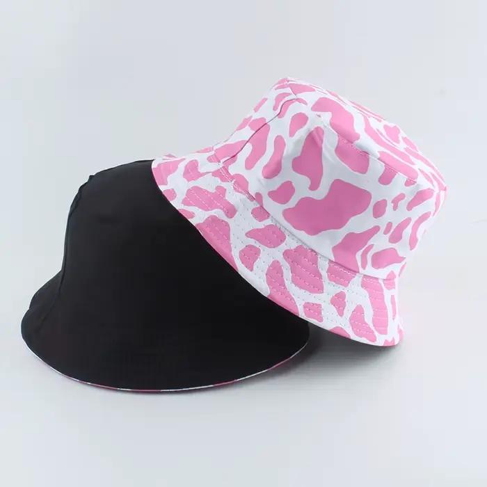 Casquette de pêche réversible pour femme imprimée vache rose, chapeau de seau multicolore, style sport et moderne pour femmes, printemps, été, automne
