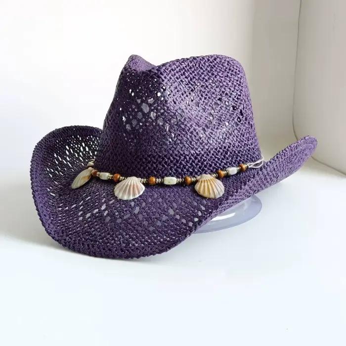 Chapeau de cowboy vert menthe fait main