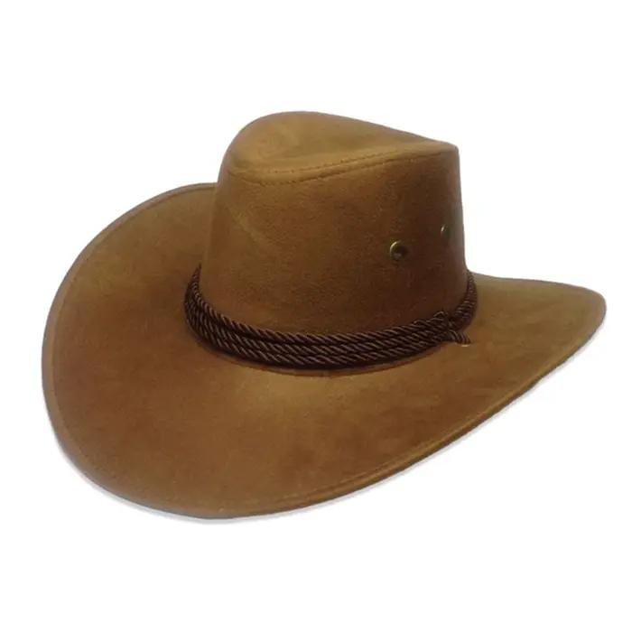 Chapeau de Cowboy Unisexe en Faux Cuir pour Femme et Homme