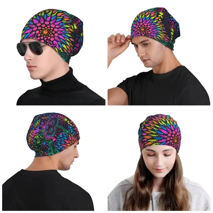 Bonnet Moonrise Trippy Psychédélique Néon Pastel Goths Skullies Pour Hommes Femmes Adultes Occasions Spéciales Hiver Automne Été