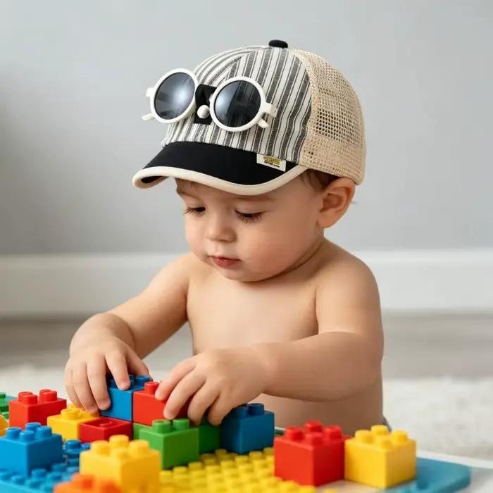 Chapeau de soleil pour bébé garçon 48-50cm 1-3 ans avec lunettes