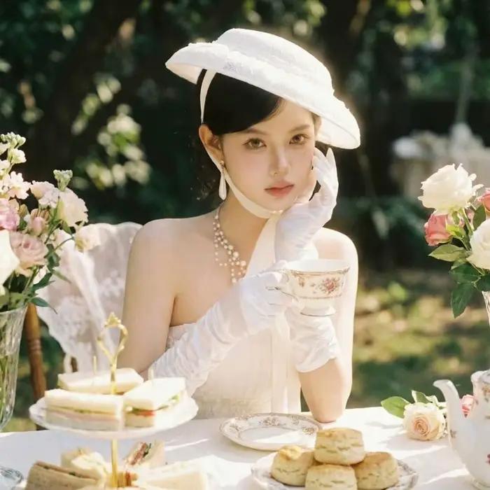 Chapeau Topper en Dentelle Blanche à Nouer