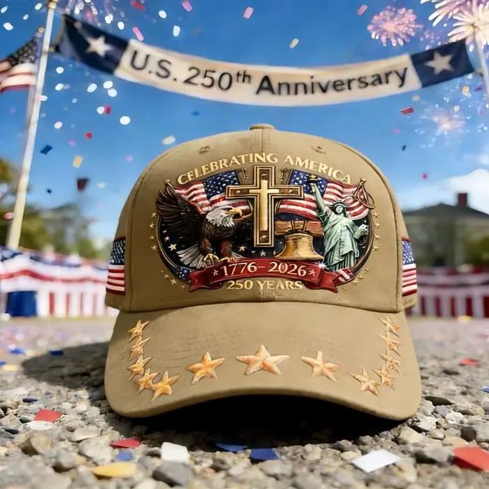 Casquette brodée drapeau vintage US 250e anniversaire casquette de baseball rétro réglable pour événements patriotiques occasions spéciales