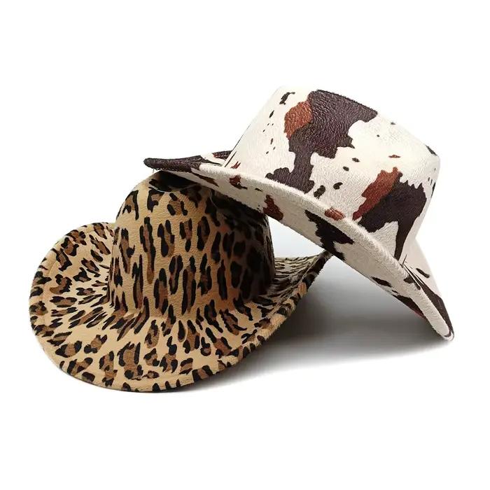 Chapeau de soleil imprimé vache léopard de Style occidental pour femmes