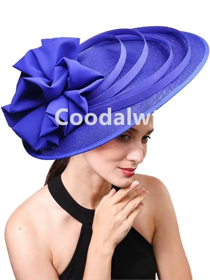 Grand Chapeau Fascinateur Femme Lin Élégant Mode Fête Occasions Spéciales