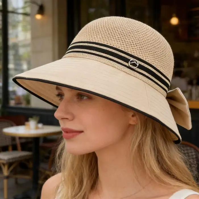 Chapeau de soleil pour femme avec nœud