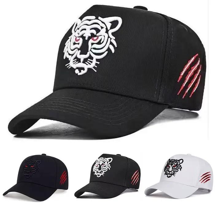 Casquette de baseball brodée tête de tigre pour hommes et femmes