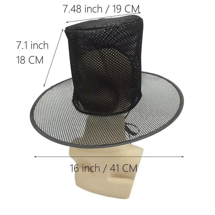 Chapeau coréen traditionnel léger en maille noire à large bord et dessus plat