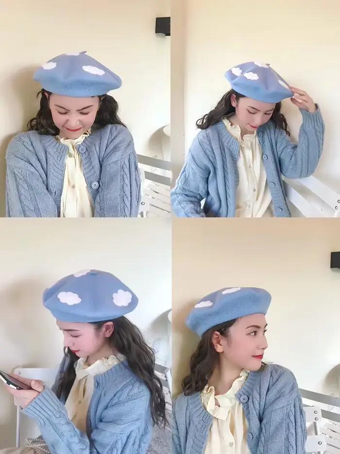 Béret en feutre de laine fait à la main pour femme