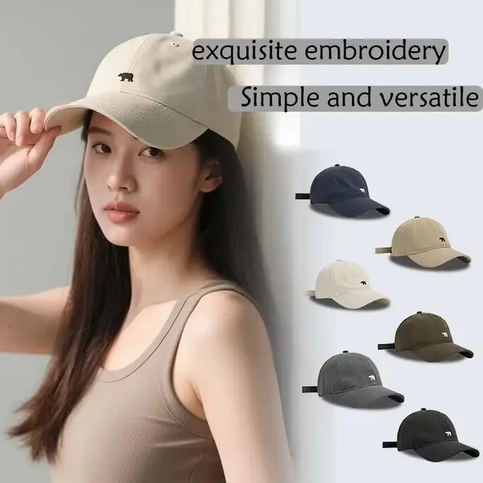 Casquette de baseball simple et polyvalente brodée d'un ours polaire avec une large visière pour un visage fin