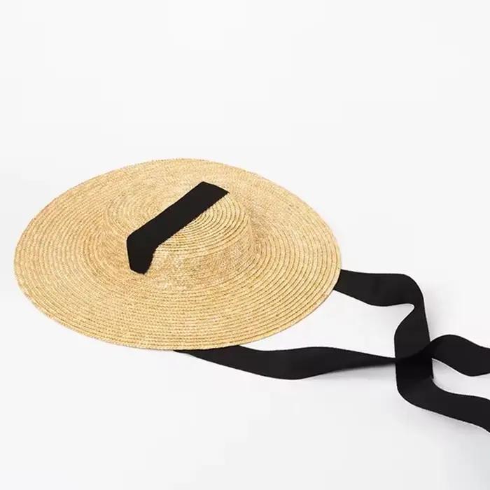 202606-shi Nouveauté Tendance : Chapeau de soleil chic en paille naturelle faite à la main pour femme