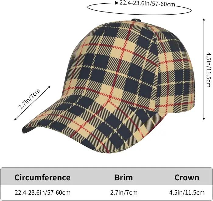 Casquette de Baseball classique à carreaux Tartan pour hommes et adultes