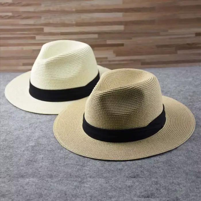 Chapeau de paille pliable à grande tête pour homme