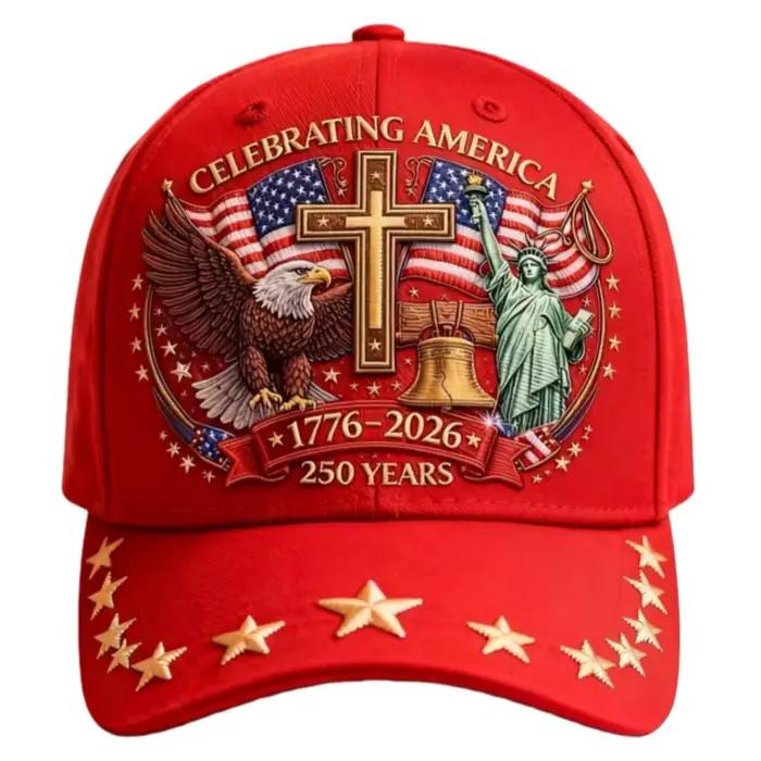 Casquette brodée drapeau vintage US 250e anniversaire casquette de baseball rétro réglable pour événements patriotiques occasions spéciales