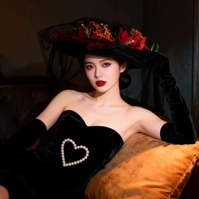 Chapeau de Mariée Style Forêt à Motifs Floraux