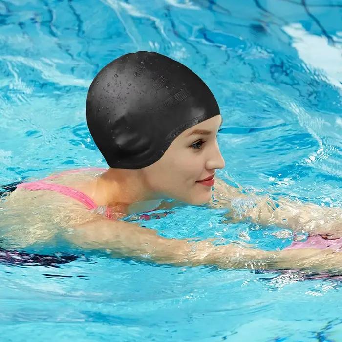 Bonnet de Bain en Silicone 3D Ergonomique avec Bouchons d'Oreilles et Pince-nez Pour Femmes Occasions de Natation et Plongée