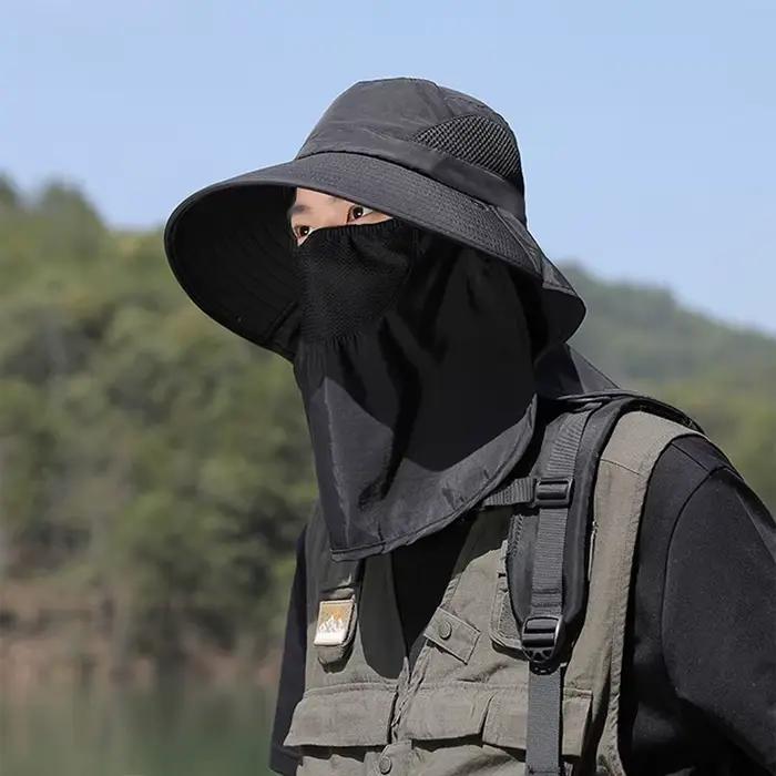 Nouveau Chapeau Pare-Soleil à Grande Visière avec Masque Intégré pour la Pêche