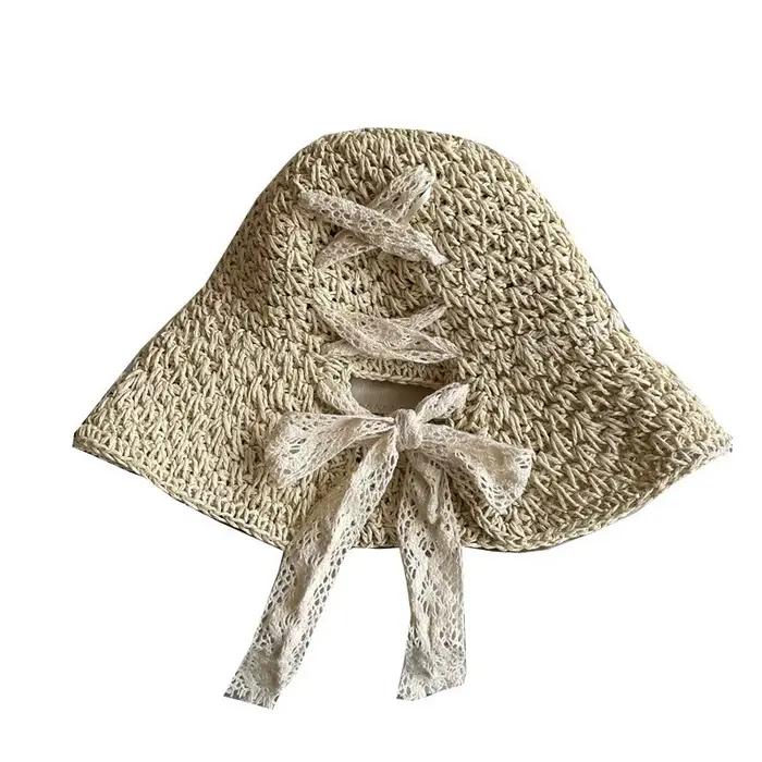 Chapeau de paille en dentelle pour femmes