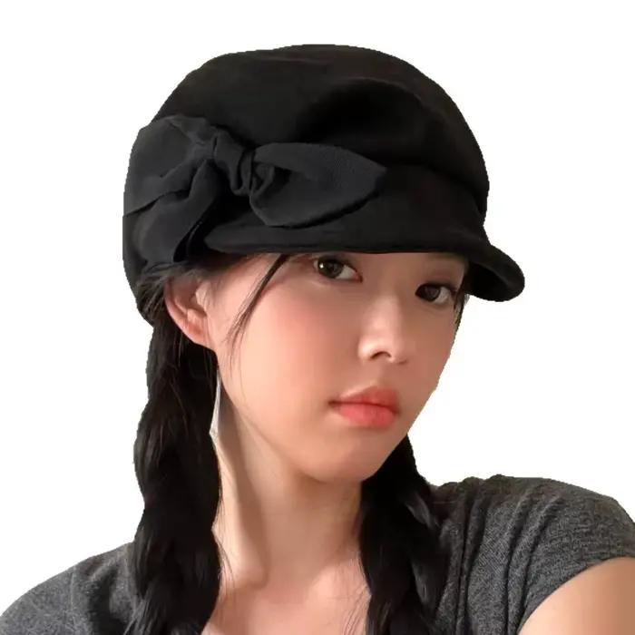 Béret à nœud noir pour femmes