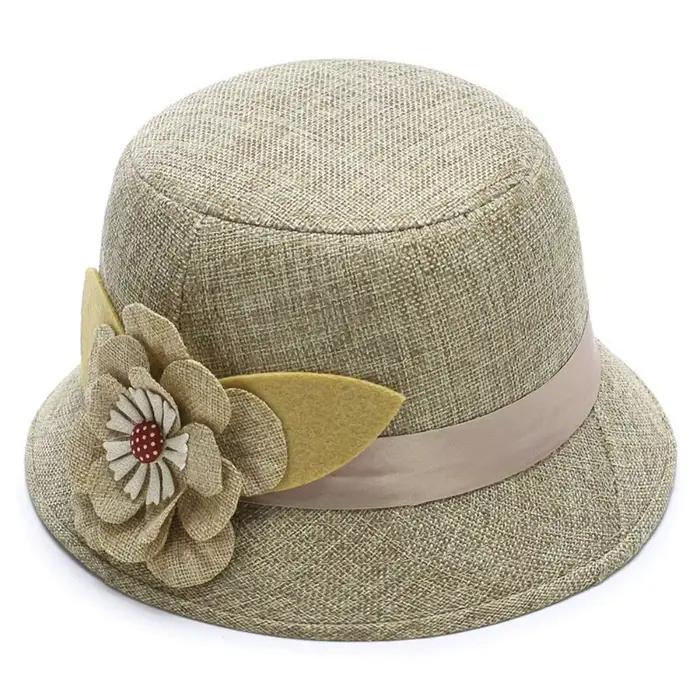 Chapeau Cloche en Feutre Doux en Lin Vintage