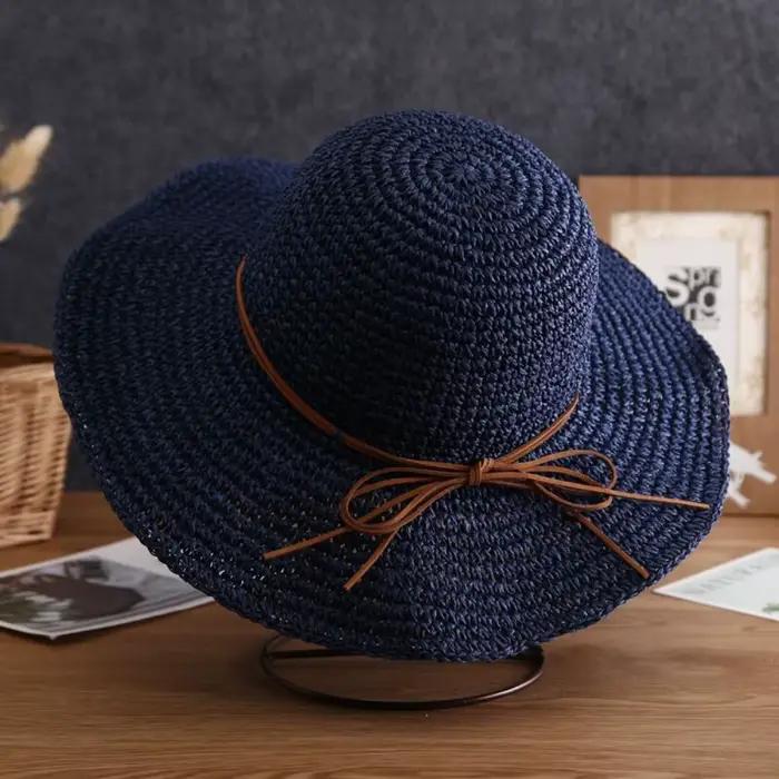 Chapeau de paille tendance style français avec nœud