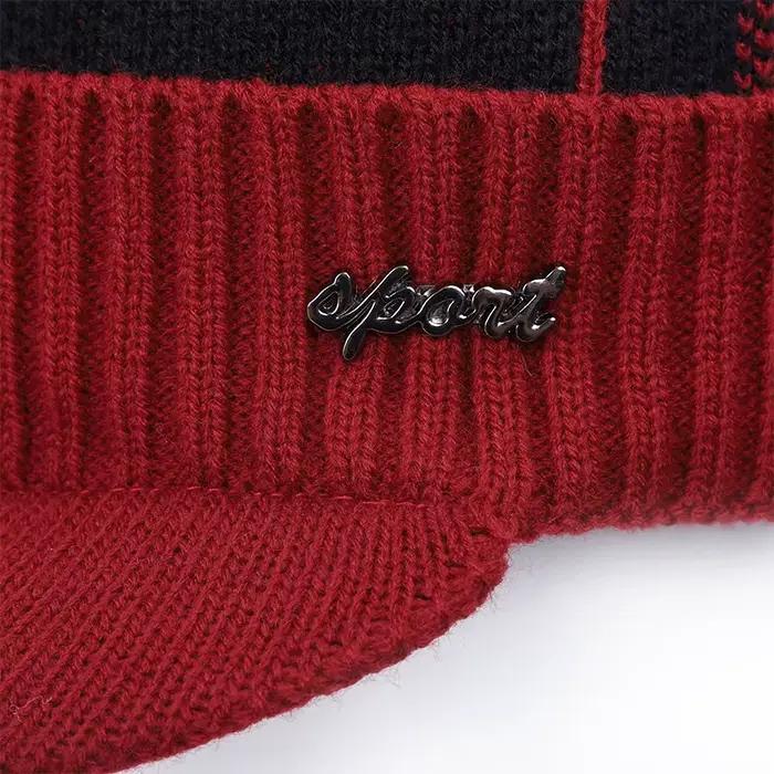 Hiver nouvelle casquette en coton visière tricot bonnet épaissir