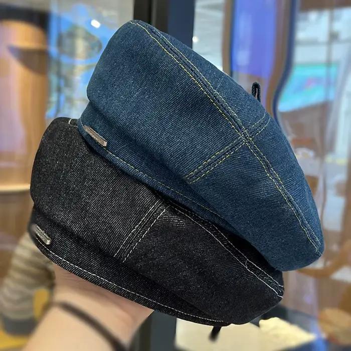 Chapeau de béret de cowboy avec étiquette de lettrage en métal pour hommes et femmes