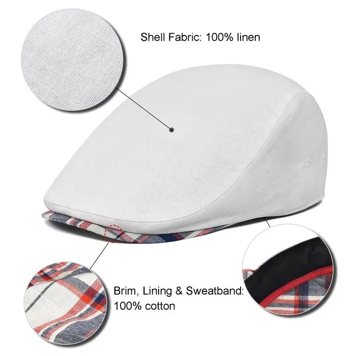 Casquette plate en lin 100 % pour homme JGNGOUL