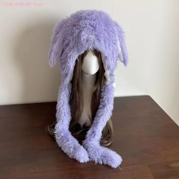 Chapeau de bombardier en peluche avec oreilles de lapin souples chaleureux et protecteur pour hommes en fibre acrylique adapté pour le ski randonnée et les journées hivernales
