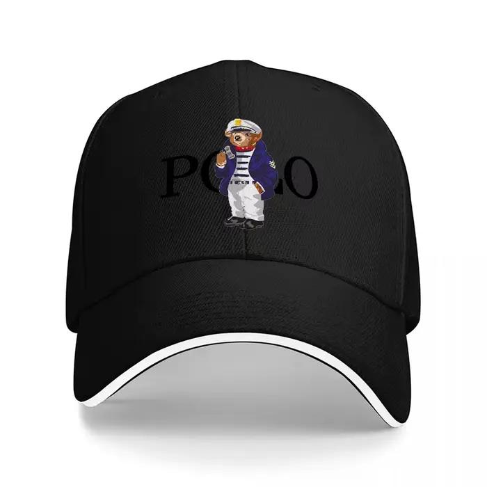 Casquette de baseball noire brodée Polo Bear