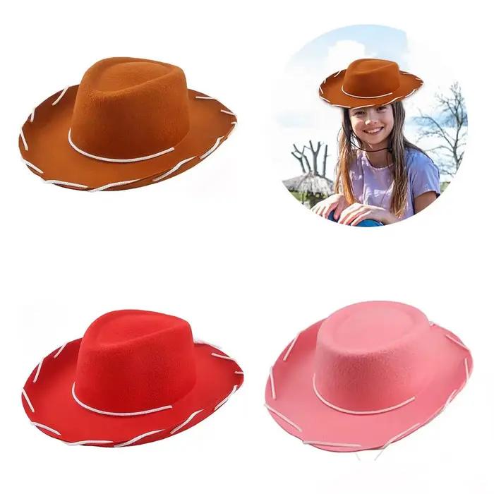 Chapeau de Cowboy en Feutre Rouge et Marron pour Enfant