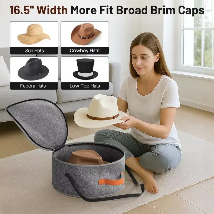 Grande boîte à chapeaux circulaire pliable en feutre