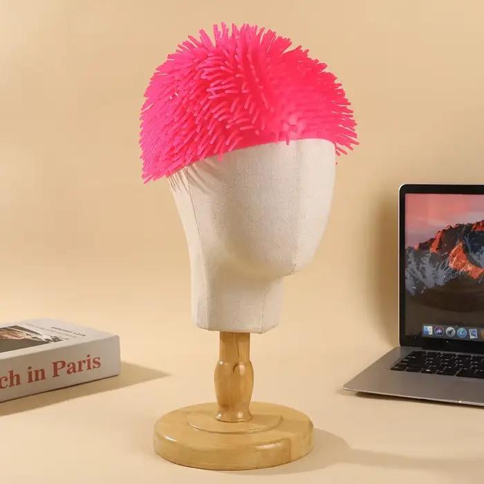 Viral TPR hérissé moelleux chapeau coloré fou cheveux Cos perruque TPR caoutchouc souple fête interactif drôle